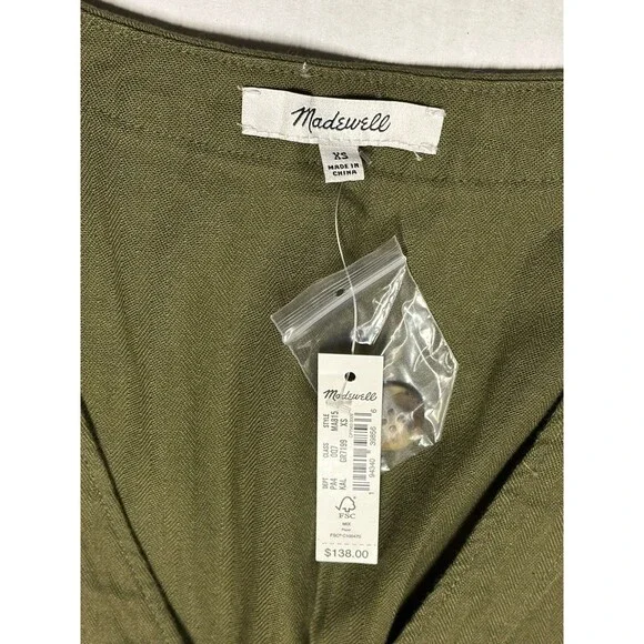 NEW Madewell Womens Size XS Kale Green Cap Sleeve Cotton Utility Jumpsuit $138 - Picture 9 of 10